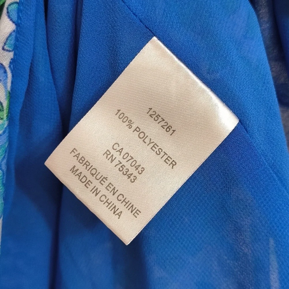 Joie Floral Blue and Green Women's Top Garden Party Brunch Career Large Vacation - Picture 9 of 15